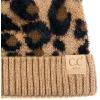 imageCC Kids Suede Patch Snuggly Soft Warm Knit Pom Cuff BeanieLeopard Print  Latte