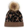 imageCC Kids Suede Patch Snuggly Soft Warm Knit Pom Cuff BeanieLeopard Print  Mocha