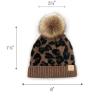 imageCC Kids Suede Patch Snuggly Soft Warm Knit Pom Cuff BeanieLeopard Print  Mocha