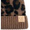 imageCC Kids Suede Patch Snuggly Soft Warm Knit Pom Cuff BeanieLeopard Print  Mocha
