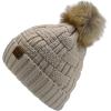 imageCC Knit Beanie Hat  Fuzzy Fleece Lined Warm Winter Hat for Women Soft Stretchy Slouchy Knit Cap Cold Weather BeanieBeige