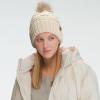 imageCC Knit Beanie Hat  Fuzzy Fleece Lined Warm Winter Hat for Women Soft Stretchy Slouchy Knit Cap Cold Weather BeanieBeige