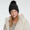 imageCC Knit Beanie Hat  Fuzzy Fleece Lined Warm Winter Hat for Women Soft Stretchy Slouchy Knit Cap Cold Weather BeanieBlack  Black Pom