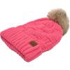 imageCC Knit Beanie Hat  Fuzzy Fleece Lined Warm Winter Hat for Women Soft Stretchy Slouchy Knit Cap Cold Weather BeanieCandy Pink