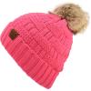 imageCC Knit Beanie Hat  Fuzzy Fleece Lined Warm Winter Hat for Women Soft Stretchy Slouchy Knit Cap Cold Weather BeanieCandy Pink