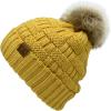 imageCC Knit Beanie Hat  Fuzzy Fleece Lined Warm Winter Hat for Women Soft Stretchy Slouchy Knit Cap Cold Weather BeanieHoney Mustard