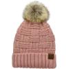 imageCC Knit Beanie Hat  Fuzzy Fleece Lined Warm Winter Hat for Women Soft Stretchy Slouchy Knit Cap Cold Weather BeanieIndi Pink