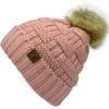 imageCC Knit Beanie Hat  Fuzzy Fleece Lined Warm Winter Hat for Women Soft Stretchy Slouchy Knit Cap Cold Weather BeanieIndi Pink