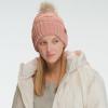 imageCC Knit Beanie Hat  Fuzzy Fleece Lined Warm Winter Hat for Women Soft Stretchy Slouchy Knit Cap Cold Weather BeanieIndi Pink