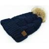 imageCC Knit Beanie Hat  Fuzzy Fleece Lined Warm Winter Hat for Women Soft Stretchy Slouchy Knit Cap Cold Weather BeanieNavy Blue