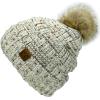 imageCC Knit Beanie Hat  Fuzzy Fleece Lined Warm Winter Hat for Women Soft Stretchy Slouchy Knit Cap Cold Weather BeanieOatmeal