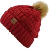 imageCC Knit Beanie Hat  Fuzzy Fleece Lined Warm Winter Hat for Women Soft Stretchy Slouchy Knit Cap Cold Weather BeanieRed
