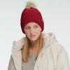 imageCC Knit Beanie Hat  Fuzzy Fleece Lined Warm Winter Hat for Women Soft Stretchy Slouchy Knit Cap Cold Weather BeanieRed