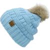 imageCC Knit Beanie Hat  Fuzzy Fleece Lined Warm Winter Hat for Women Soft Stretchy Slouchy Knit Cap Cold Weather BeanieSky Blue