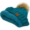 imageCC Knit Beanie Hat  Fuzzy Fleece Lined Warm Winter Hat for Women Soft Stretchy Slouchy Knit Cap Cold Weather BeanieTeal Blue