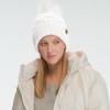 imageCC Knit Beanie Hat  Fuzzy Fleece Lined Warm Winter Hat for Women Soft Stretchy Slouchy Knit Cap Cold Weather BeanieWhite  White Pom