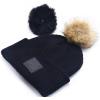 imageCC Knit Beanie with 2 Detachable Matching and Natural Poms  Soft Cuffed Winter Hat Warm Stretchy Skull CapBlack