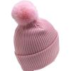 imageCC Knit Beanie with 2 Detachable Matching and Natural Poms  Soft Cuffed Winter Hat Warm Stretchy Skull CapBlush Pink
