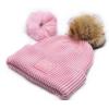 imageCC Knit Beanie with 2 Detachable Matching and Natural Poms  Soft Cuffed Winter Hat Warm Stretchy Skull CapBlush Pink
