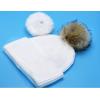 imageCC Knit Beanie with 2 Detachable Matching and Natural Poms  Soft Cuffed Winter Hat Warm Stretchy Skull CapIvory
