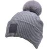 imageCC Knit Beanie with 2 Detachable Matching and Natural Poms  Soft Cuffed Winter Hat Warm Stretchy Skull CapLight Grey