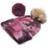 imageCC Knit Beanie with 2 Detachable Matching and Natural Poms  Soft Cuffed Winter Hat Warm Stretchy Skull CapTie Dye Brown  Wild Ginger
