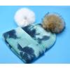 imageCC Knit Beanie with 2 Detachable Matching and Natural Poms  Soft Cuffed Winter Hat Warm Stretchy Skull CapTie Dye Deep Teal  Sea Green