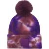 imageCC Knit Beanie with 2 Detachable Matching and Natural Poms  Soft Cuffed Winter Hat Warm Stretchy Skull CapTie Dye Iris  Wild Ginger