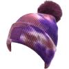 imageCC Knit Beanie with 2 Detachable Matching and Natural Poms  Soft Cuffed Winter Hat Warm Stretchy Skull CapTie Dye Iris  Wild Ginger