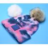 imageCC Knit Beanie with 2 Detachable Matching and Natural Poms  Soft Cuffed Winter Hat Warm Stretchy Skull CapTie Dye Navy  Pink