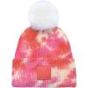 imageCC Knit Beanie with 2 Detachable Matching and Natural Poms  Soft Cuffed Winter Hat Warm Stretchy Skull CapTie Dye Orange  Peach