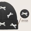 imageCC Knit Mini Velvet Bow Cuff Beanie for WomenBlackIvory