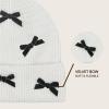 imageCC Knit Mini Velvet Bow Cuff Beanie for WomenIvoryBlack
