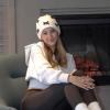 imageCC Knit Mini Velvet Bow Cuff Beanie for WomenIvoryBlack