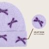 imageCC Knit Mini Velvet Bow Cuff Beanie for WomenLavender