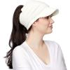 imageCC Messy Bun Ponytail Visor Brim Beanie Hat MB131 Ivory