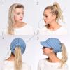 imageCC Messy Bun Ponytail Visor Brim Beanie Hat MB131 Ivory