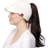 imageCC Messy Bun Ponytail Visor Brim Beanie Hat MB131 Ivory