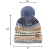 imageCC Multi Color Space Dye Wool Stretchable Soft Warm Pom Beanie with Faux Fur Pom Knit Winter Skully HatDenim Combo