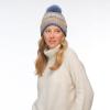 imageCC Multi Color Space Dye Wool Stretchable Soft Warm Pom Beanie with Faux Fur Pom Knit Winter Skully HatDenim Combo