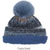 imageCC Multi Color Space Dye Wool Stretchable Soft Warm Pom Beanie with Faux Fur Pom Knit Winter Skully HatDenim Combo