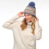 imageCC Multi Color Space Dye Wool Stretchable Soft Warm Pom Beanie with Faux Fur Pom Knit Winter Skully HatDenim Combo