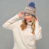 imageCC Multi Color Space Dye Wool Stretchable Soft Warm Pom Beanie with Faux Fur Pom Knit Winter Skully HatDenim Combo