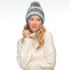 imageCC Multi Color Space Dye Wool Stretchable Soft Warm Pom Beanie with Faux Fur Pom Knit Winter Skully HatGrey Combo