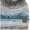 imageCC Multi Color Space Dye Wool Stretchable Soft Warm Pom Beanie with Faux Fur Pom Knit Winter Skully HatGrey Combo
