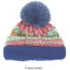 imageCC Multi Color Space Dye Wool Stretchable Soft Warm Pom Beanie with Faux Fur Pom Knit Winter Skully HatRed Combo