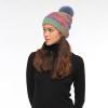imageCC Multi Color Space Dye Wool Stretchable Soft Warm Pom Beanie with Faux Fur Pom Knit Winter Skully HatRed Combo