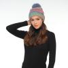 imageCC Multi Color Space Dye Wool Stretchable Soft Warm Pom Beanie with Faux Fur Pom Knit Winter Skully HatRed Combo