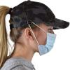 imageCC Ponycap Criss Cross Messy Bun Side Button for Mask Adjustable Baseball CapBlack Camo