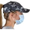 imageCC Ponycap Criss Cross Messy Bun Side Button for Mask Adjustable Baseball CapBlue Camo